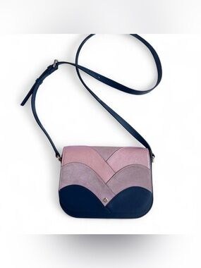 Kate Spade Nadine Patchwork Crossbody Bag Pink Navy Leather Suede